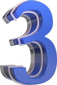 Blue glossy 3d number 3