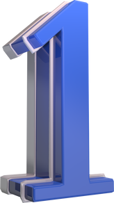 Blue glossy 3d number 1