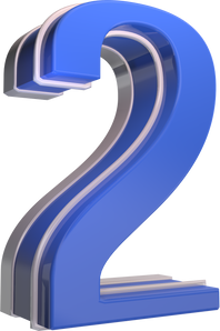 Blue glossy 3d number 2