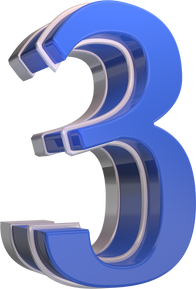 Blue glossy 3d number 3
