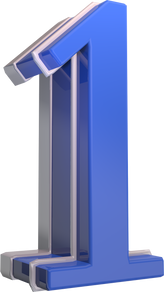 Blue glossy 3d number 1