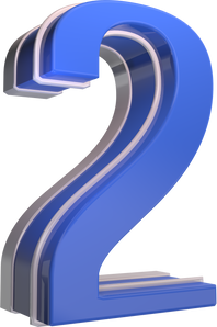 Blue glossy 3d number 2